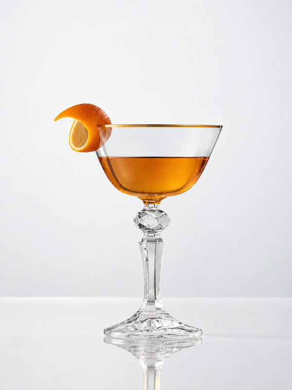 Retro Gold Coupe Glasses - Set of 2