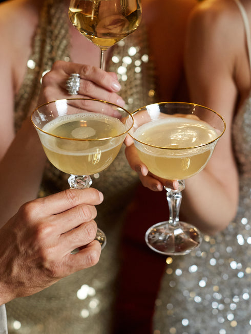 Retro Gold Coupe Glasses - Set of 2