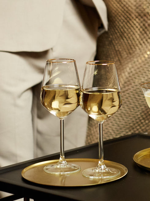 Retro Gold Wine Glasses - Set of 2