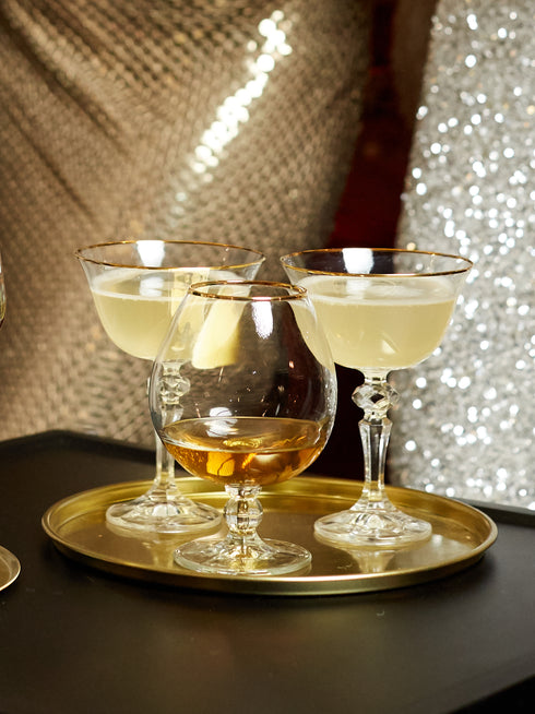 Retro Gold Coupe Glasses - Set of 2