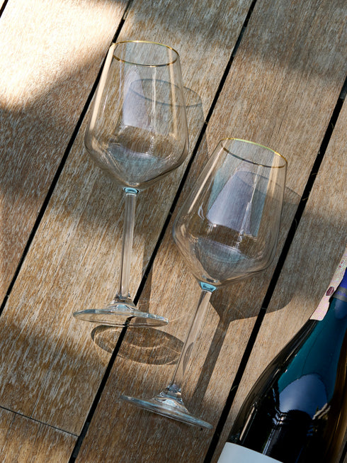 Retro Gold Wine Glasses - Set of 2