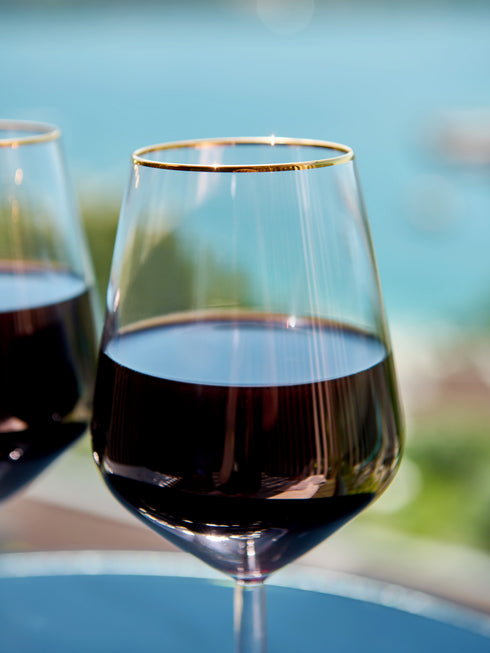 Retro Gold Wine Glasses - Set of 2