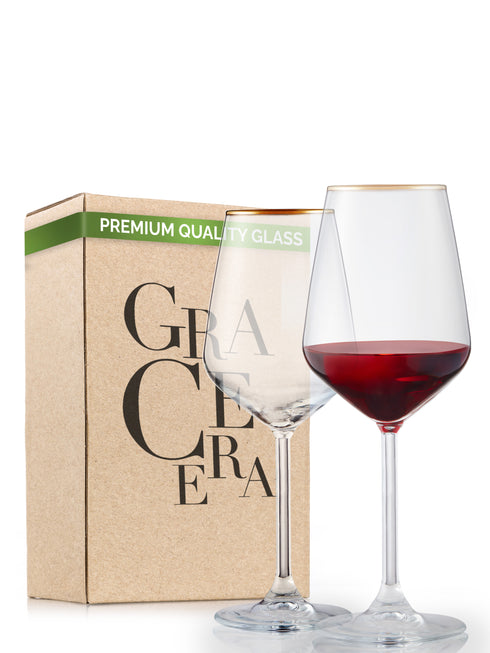 Retro Gold Wine Glasses - Set of 2